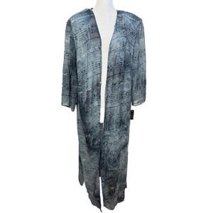 Surreal Sheer Duster Cardigan Womens Plus 20W Blue Tie Dye Sequin Longline Maxi